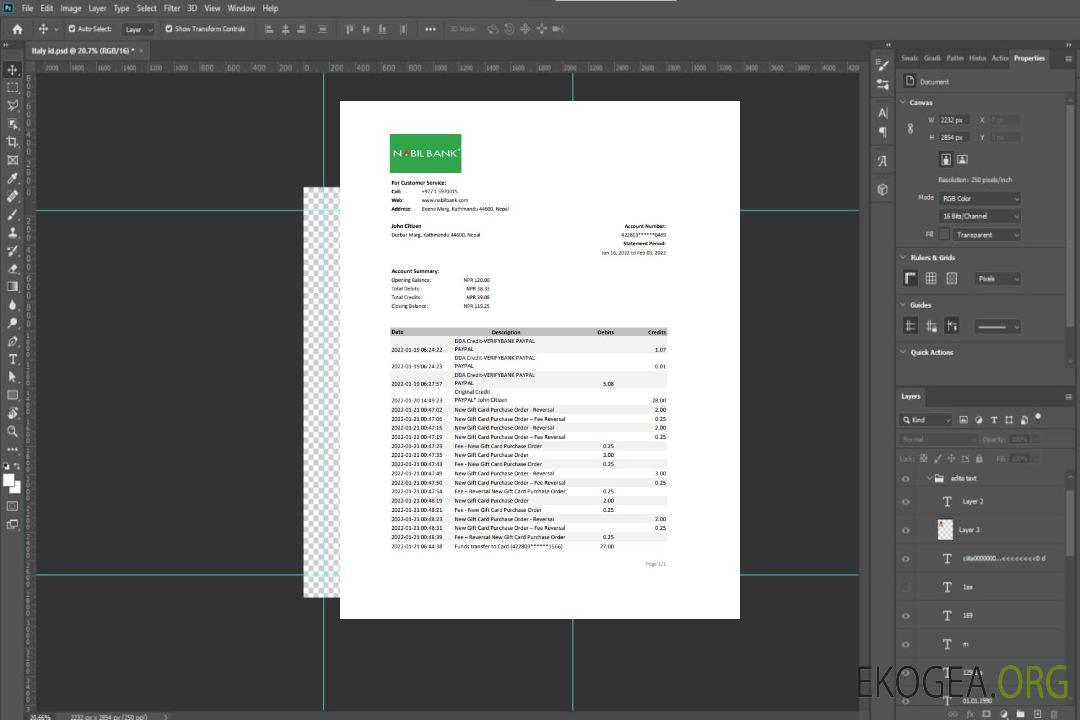 Déclaration de la Nabil Bank du Népal template